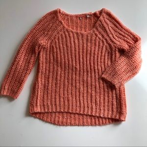 Anthropologie Knitted & Knotted coral sweater S